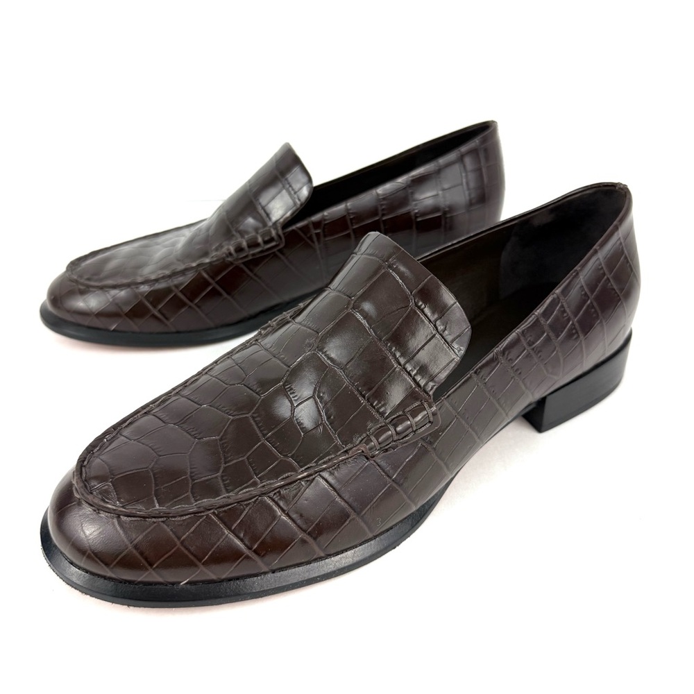 Vince Naomi Croc-Embossed Leather Loafer Cacao Brown